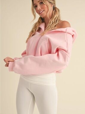 Pink Soft Zip-Front Women's Top